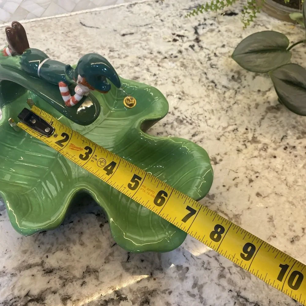 Department 56 Elf pixie Candy‎ Dish Green Clover Christmas St Patrick's Ceramic